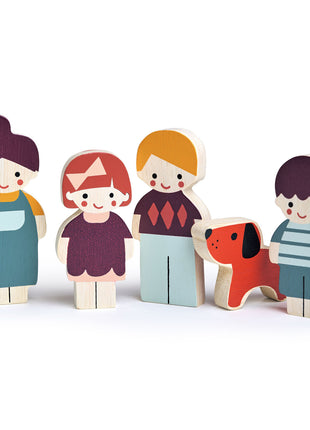 Famille de poupées avec chien
