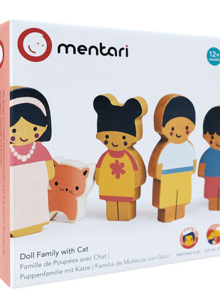 Famille de poupées avec chat