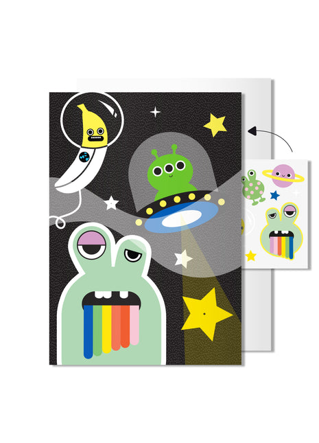 Carte Alien avec autocollants de tatouage