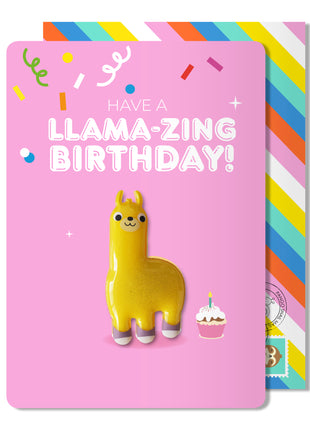 Carte magnétique d'anniversaire lama