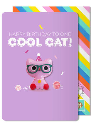 Carte aimantée chat cool anniversaire