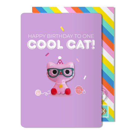 Carte aimantée chat cool anniversaire