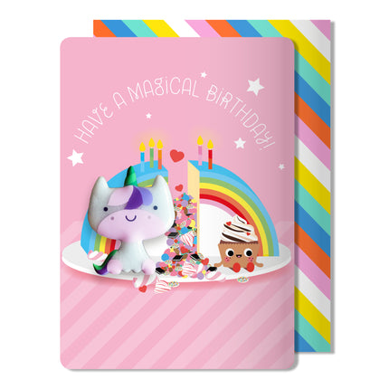 Carte aimantée licorne d'anniversaire