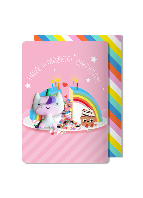 Carte aimantée licorne d'anniversaire