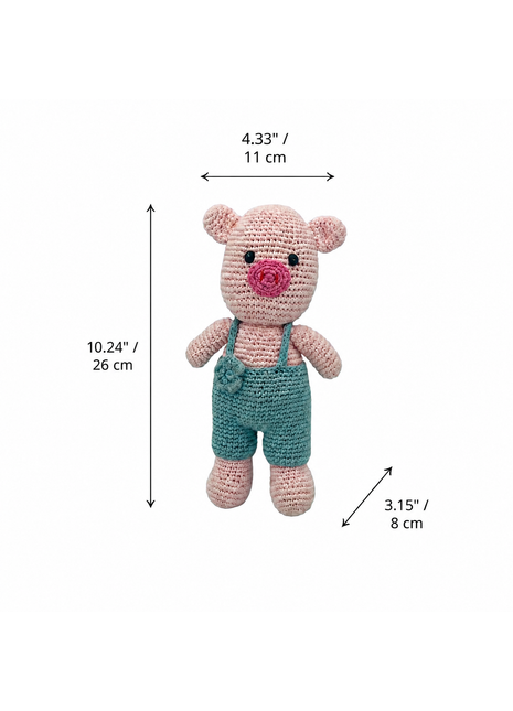 LS2487 - Baby Pig Rattle dimensions