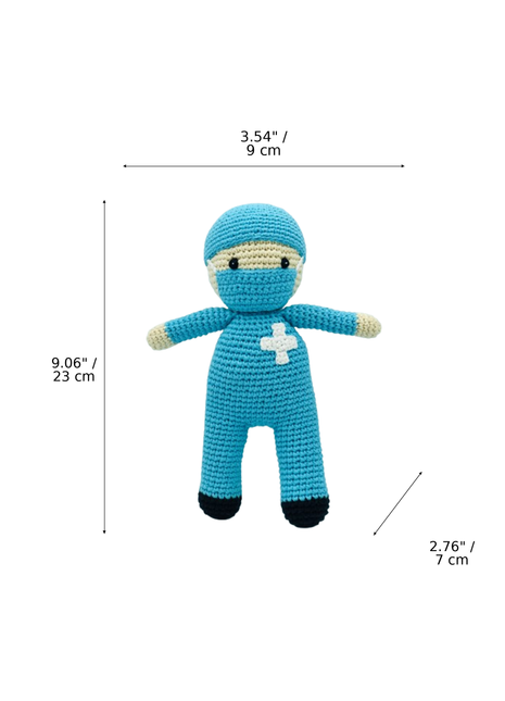 LS2493 - Nurse Rattle - Blue dimensions