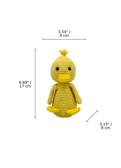 LS2503 - Duck Rattle - Yellow dimensions