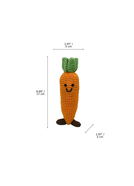 LS2521 - Carrot Rattle dimensions