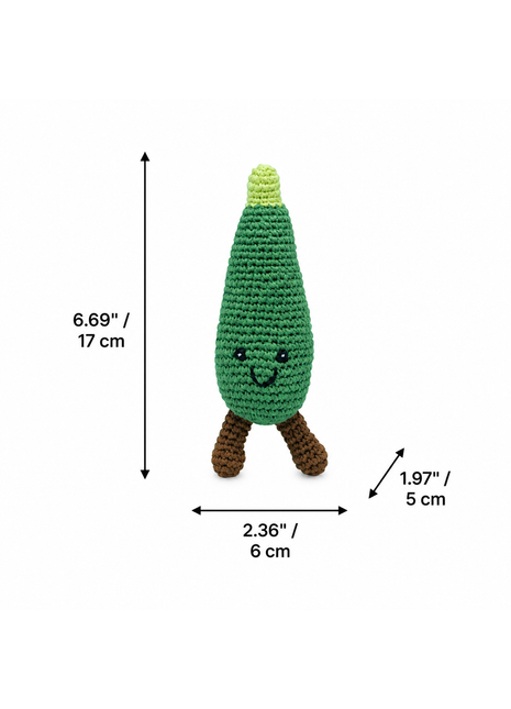 LS2524 - Zucchini Rattle dimensions