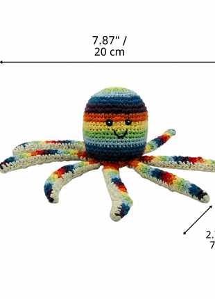 LS2570 - Octopus Rattle - Rainbow dimensions
