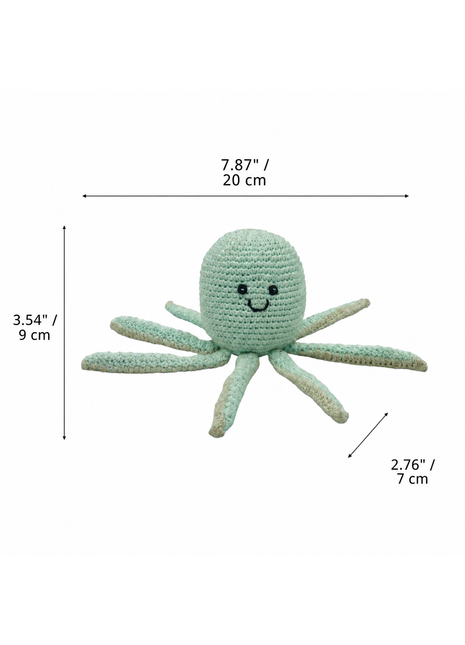 LS2573 - Octopus Rattle - Light Turquoise dimensions