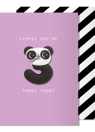 Age 3 Panda Magnet Card