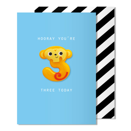 Age 3 Monkey Magnet Card