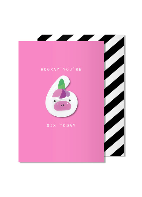 Carte magnétique licorne de 6 ans