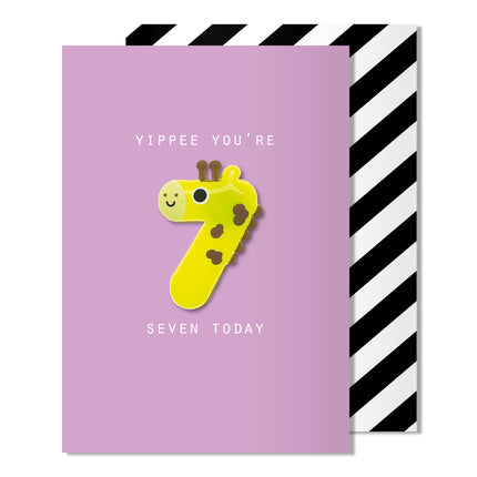 Age 7 Giraffe Magnet Card