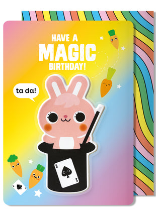 Rabbit Puffy Sticker Birthday Card