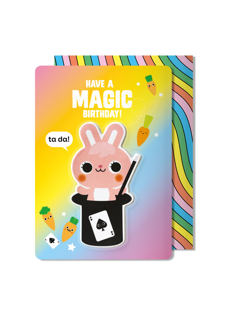 Carte d'anniversaire avec autocollant gonflé de lapin