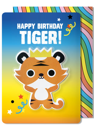Tiger Puffy Sticker Birthday Card