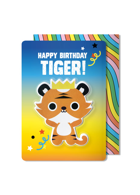 Tiger Puffy Sticker Birthday Card