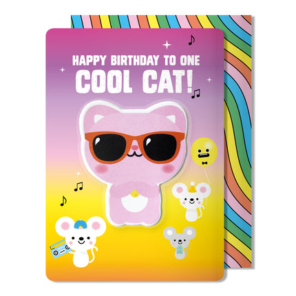 Carte d'anniversaire avec autocollant gonflé de chat
