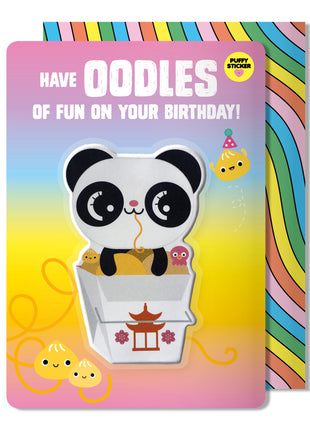 Carte d'anniversaire autocollante Panda Puffy