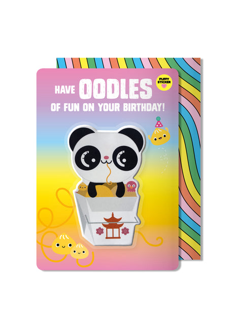 Carte d'anniversaire autocollante Panda Puffy