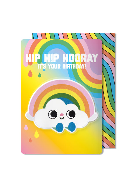 Carte d'anniversaire autocollante Cloud Puffy