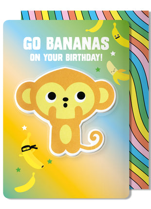 Monkey Puffy Sticker Birthday Card