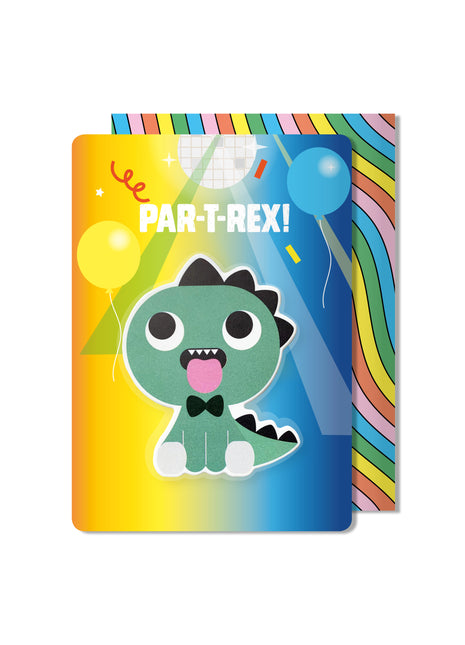 Carte d'anniversaire avec autocollant gonflé de dinosaure