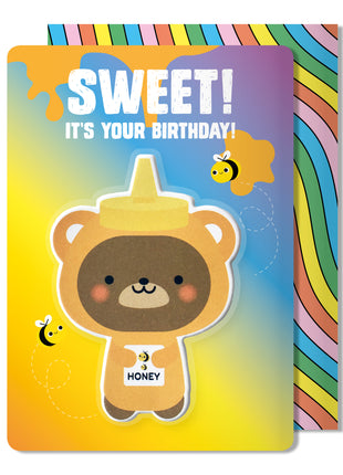 Carte d'anniversaire avec autocollant ours gonflé