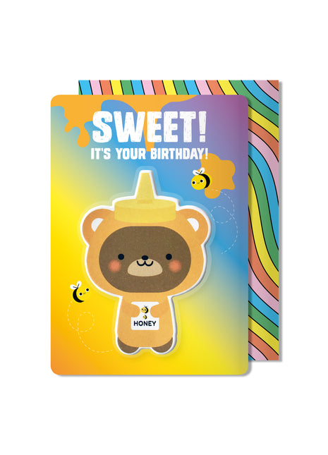 Carte d'anniversaire avec autocollant ours gonflé