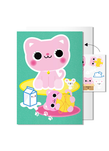 Cat Card with Tattoo Stickers