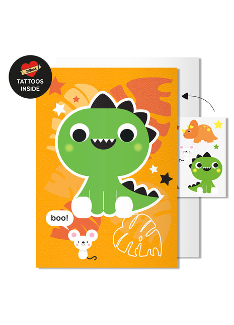 Dinosaur Card with Tattoo Stickers