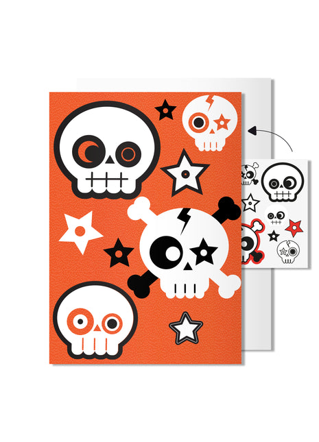 Carte crâne avec autocollants de tatouage