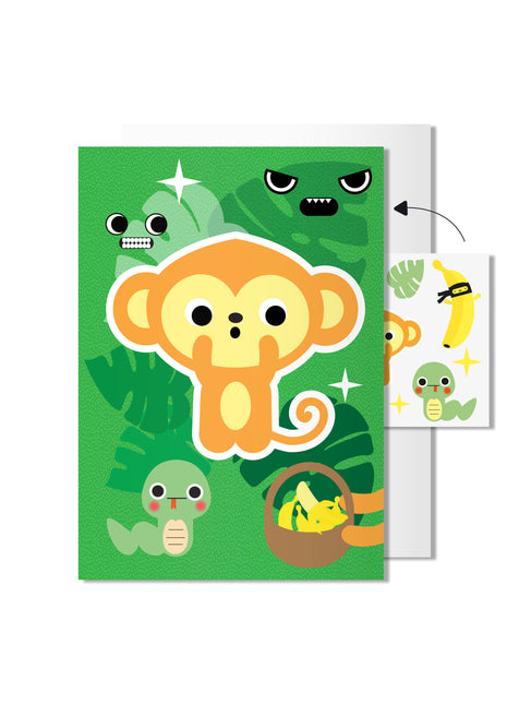 Monkey Card with Tattoo Stickers